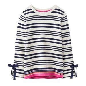JOULES Sweater Size 8 Bircham Stripe Myanna Tie Sleeve‎ Wool Blend